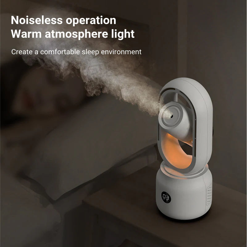 Portable USB Rechargeable Mist Fan Wireless Humidifier Bladeless Cooler Desktop Air Vent