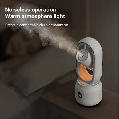 Portable USB Rechargeable Mist Fan Wireless Humidifier Bladeless Cooler Desktop Air Vent