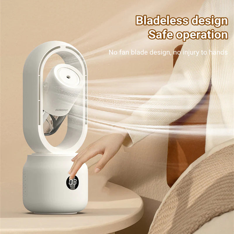 Portable USB Rechargeable Mist Fan Wireless Humidifier Bladeless Cooler Desktop Air Vent