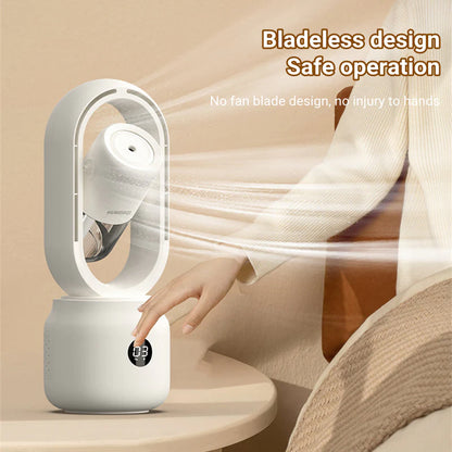 Portable USB Rechargeable Mist Fan Wireless Humidifier Bladeless Cooler Desktop Air Vent