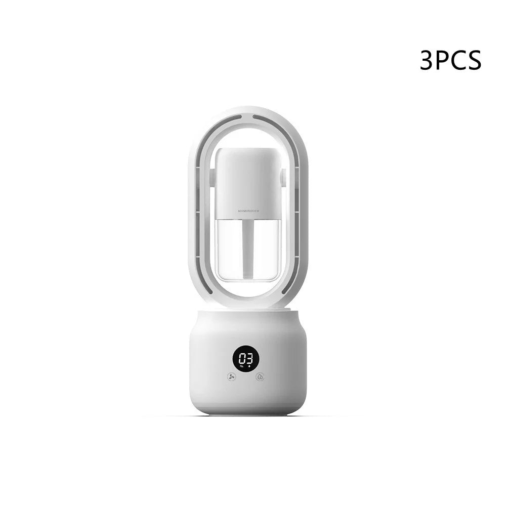 Portable USB Rechargeable Mist Fan Wireless Humidifier Bladeless Cooler Desktop Air Vent