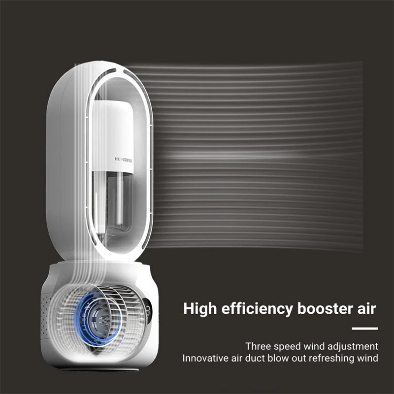 Portable USB Rechargeable Mist Fan Wireless Humidifier Bladeless Cooler Desktop Air Vent