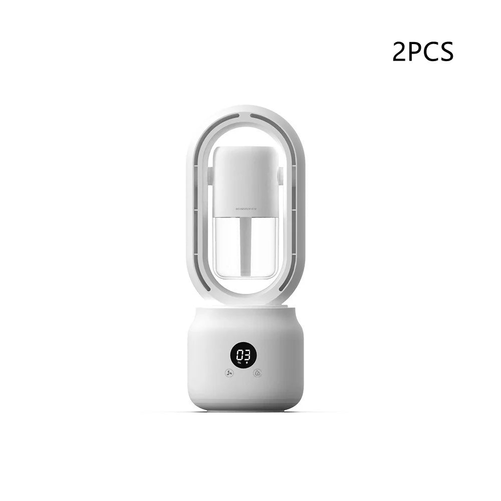 Portable USB Rechargeable Mist Fan Wireless Humidifier Bladeless Cooler Desktop Air Vent